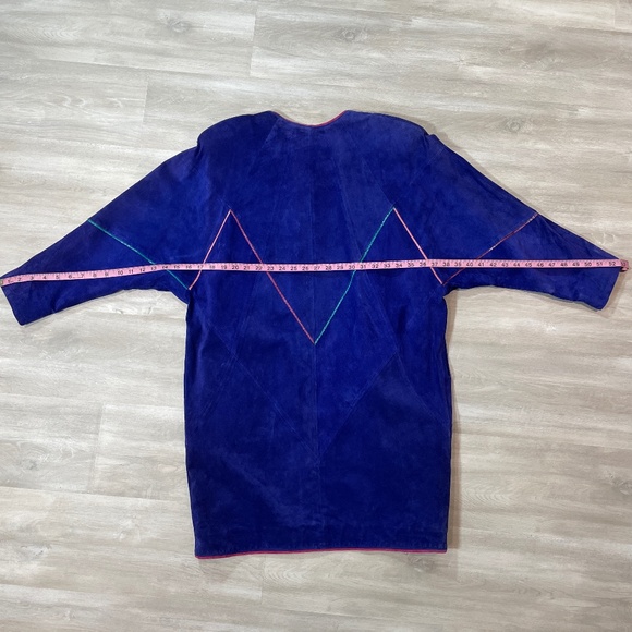 VTG Mary Hoffman Electric Blue Leather Coat Handmade Custom One of Kind - Picture 7 of 16